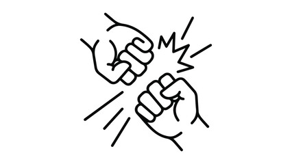 Obraz premium vs template with hands crushing into each other with sparkles simple line art vector illustration
