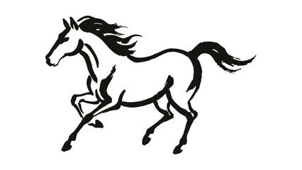 Obraz premium simple horse line art drawn like a traditional Japanese hand writing