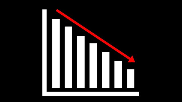 crash down bar chart with red arrow business concept