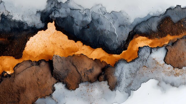 Abstract watercolor texture with orange, brown, and blue earth tones