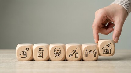 covid-19, safety, measures, icons, hand