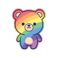 Rainbow Teddy Bear Vector Illustration