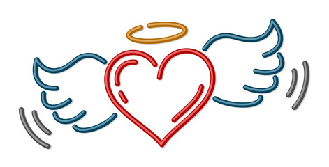 The symbol of angelic heart with wings.
