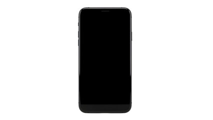 Naklejka premium Sleek black smartphone with empty display, isolated on dark background