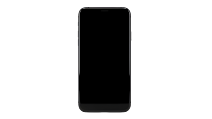 Sleek black smartphone with empty display, isolated on dark background