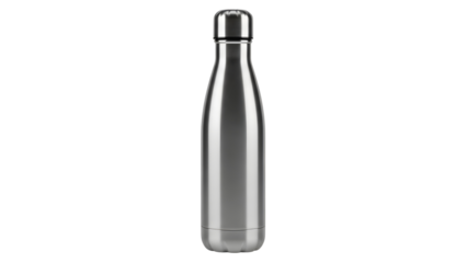 Sleek Silver Insulated Water Bottle on Black Background