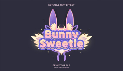 decorative bunny sweetie editable text effect design