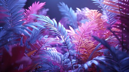 Fototapeta premium Colorful tropical foliage with purple, pink and blue leaves