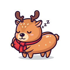 Sleeping Deer Cartoon Illustration