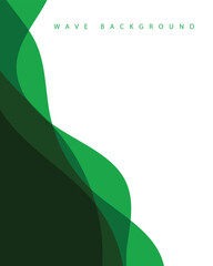 Abstract flowing wave pattern background layered green curves on white design