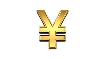 Golden Yen Symbol on Transparent  Background currency shiny
