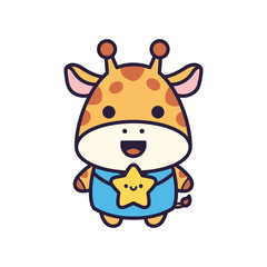 Adorable Cartoon Giraffe with Star Illustration