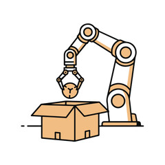 Robotic Arm Packing Clock into Cardboard Box &ndash; Automation in Logistics