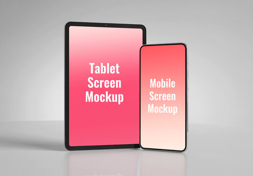 Tablet and Smartphone Screen Mockup Set