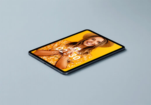 Tablet Mockup Displaying Yellow Summer Theme