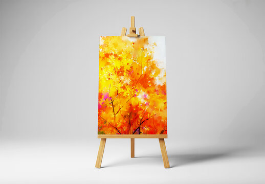 Vertical Art Canvas Mockup on Wooden Easel