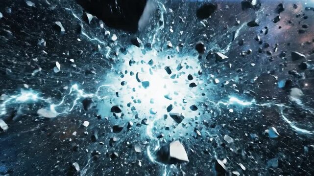 Explosive Cube Shatters in Space