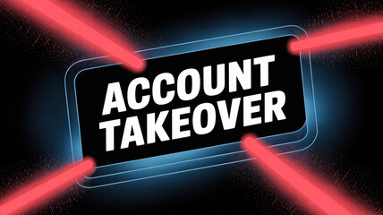 Account Takeover Alert: A stark digital display signals the looming threat of account compromise, depicted with ominous red laser beams against a contrasting background.
