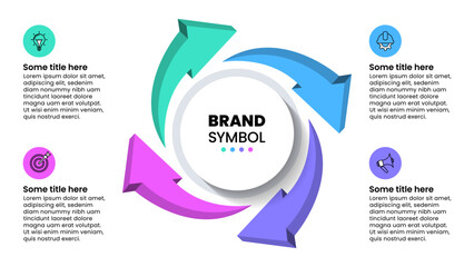 Infographic template. 3d arrows with 4 steps