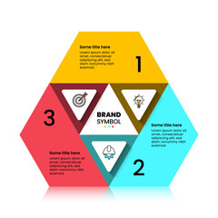 Infographic template. Triangle with 3 steps and icons