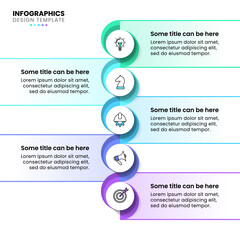 Infographic template. Vertical line with 5 circles