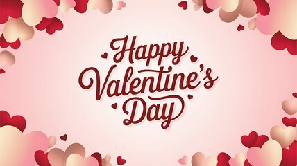 Valentines day background with heart pattern and typography of happy valentines day text . Vector illustration. Wallpaper, flyers, invitation, posters, brochure, banners.