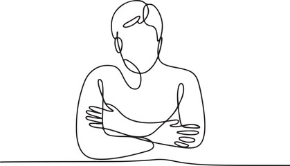 Continuous Line Illustration of Human Support Without Gesture