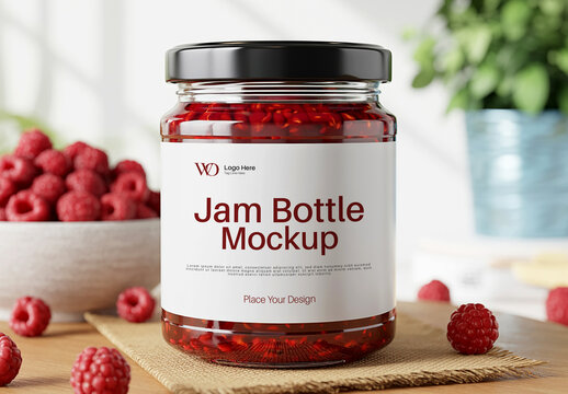 Glass Jar Mockup for Fruit Jam