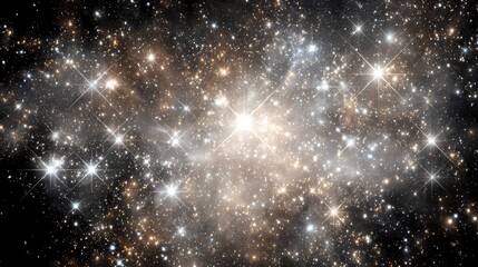 Obraz premium Dense star field with bright central cluster in a dark cosmic nebula