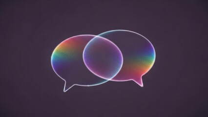 Neon gradient speech bubbles on dark background