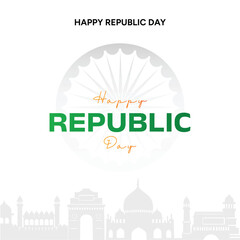 Happy Republic Day India Celebration with Iconic Landmarks