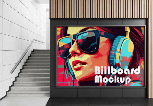 Indoor Billboard Mockup in Modern Public Building