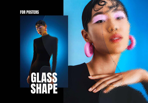 Glass Shape Poster Photo Effect Mockup