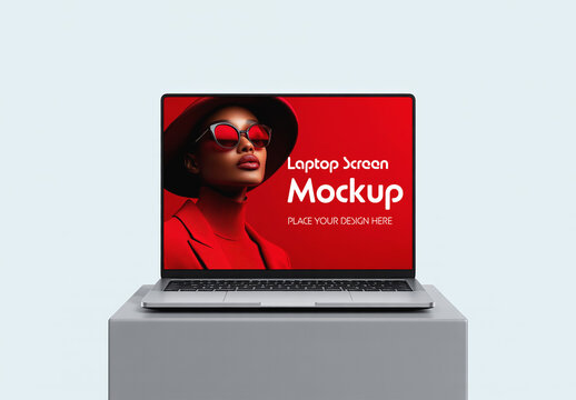 Laptop Screen Mockup on Studio Pedestal