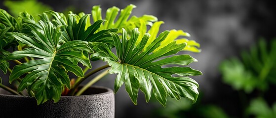 Lush Green Philodendron Plant in a Decorative Pot.