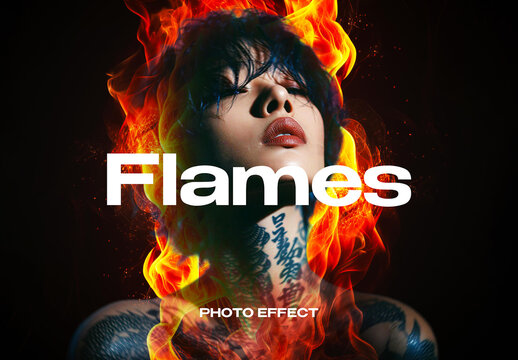 Flames Photo Effect Mockup