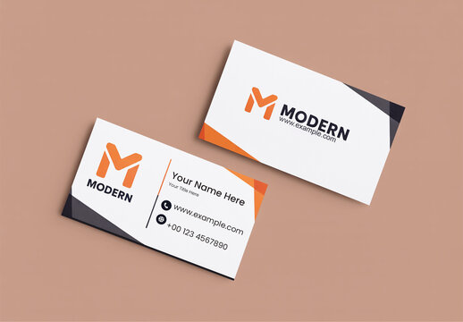 Modern Business Card Mockup with Geometric Angles