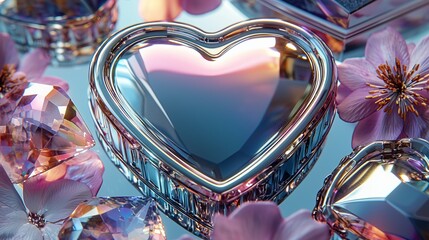 Luxurious Valentine's Day Flat Lay Gift With Crystal Heart