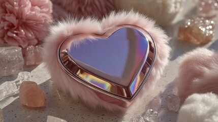 Pink Chrome Heart Valentine's Day Flat Lay Gifts