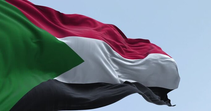 Sudan national flag waving in the wind