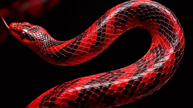 VividRedandBlackSnakeinStrikingDetail