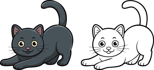 Cat Illustration outline set isolated on transparent background
