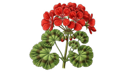 Beautiful red geranium flowers isolated on transparent background