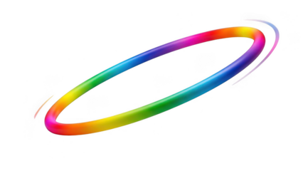 Rainbow colored ring swirling motion isolated on transparent background