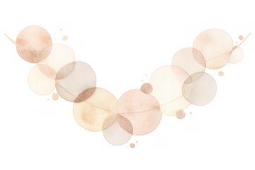 Watercolor neutral beige peach abstract circles garland transparent background