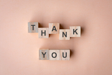 Thank you words on wooden blocks.