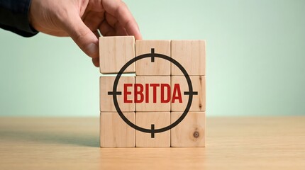 EBITDA business target concept with wooden blocks