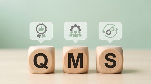 qms quality management system wooden blocks