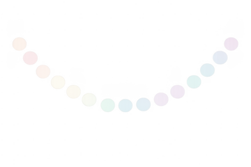 Pastel light garland creating festive curve on transparent background