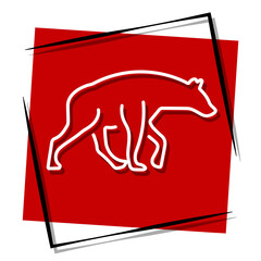 hyena, red banner in a frame. Vector illustration on a white background.